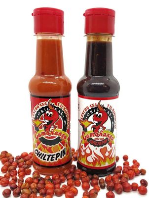 MEXART ( 2 pack ) La Camananga Salsa Chiltepin Red y Negra, La Camananga Tepin Red Seafood Sauce La Original by Lencho 4x4 and Marisquero from Guasave Sinaloa, 5 oz