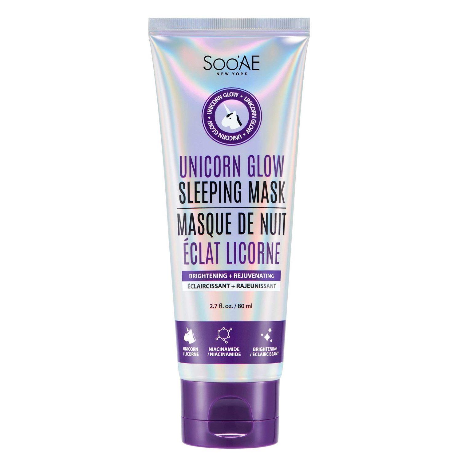 Soo&#39;AE Unicorn Glow Sleeping Mask, Overnight Masks, Niacinamide Brightening &amp; Rejuvenating, 1 EA, Ceramide NP Moisturizing Soothing Face Mask for Dry Skin Korean Beauty masks night cream sleep mask