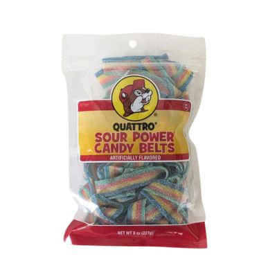 Buc-ee's Quattro Sour Strips Power Candy Belts 8 oz Single Bag