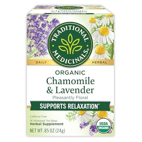 Traditional Medicinals Tea, Organic Chamomile &amp; Lavender, Stress Relief, 16 Tea Bags