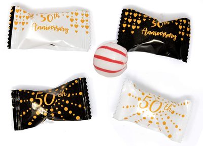 50th Anniversary Wedding Peppermints 100 Count-Ideal for Parties with Candy Tables or Goodie Favor Bags