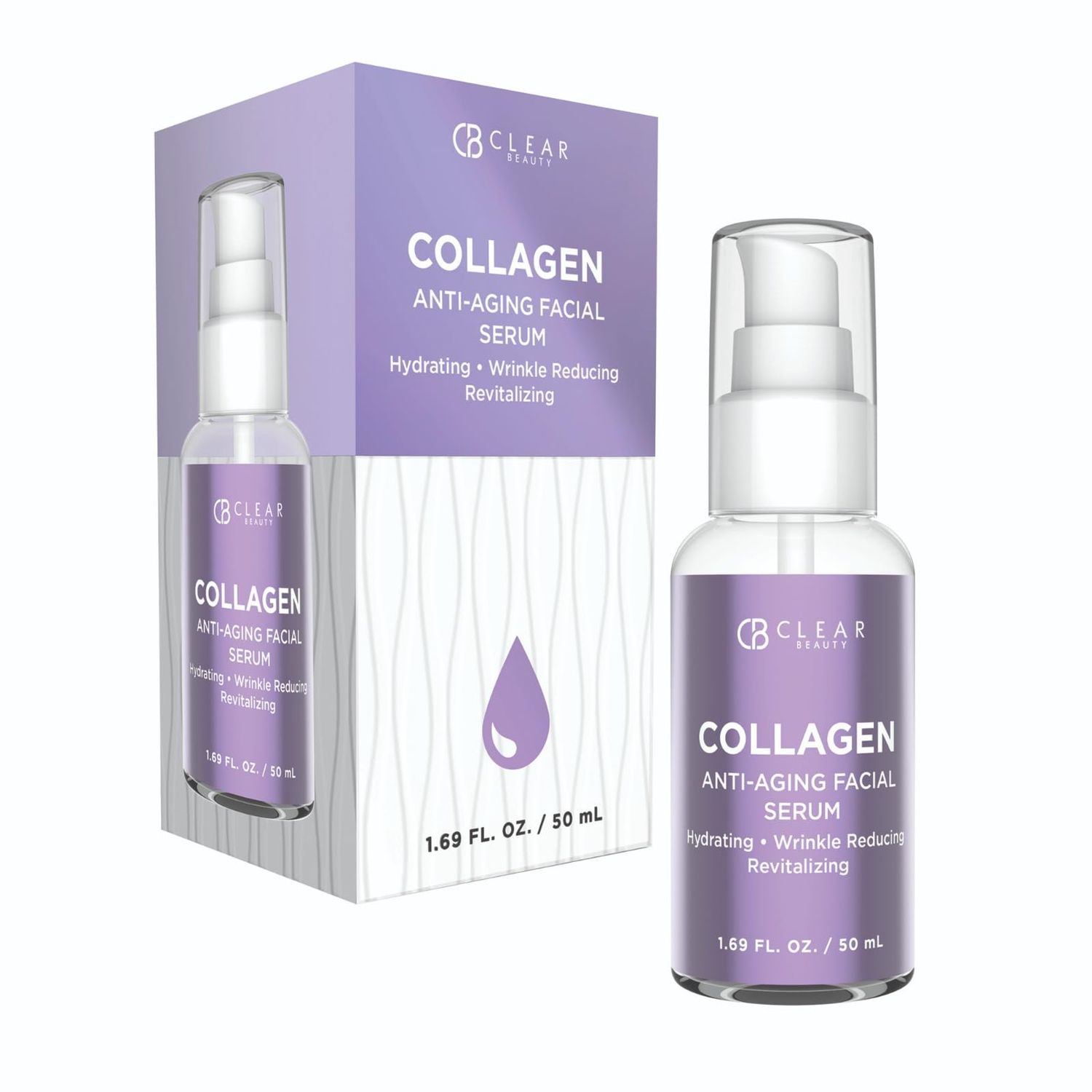 Clear Beauty Collagen Anti-Aging Facial Serum - Dermatologist Tested - Reduces Dark Spots &amp; Wrinkles, Moisturizing, Clean Beauty, Cruelty-Free Korean Skin Care - All Skin Types