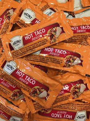 Hot Taco Sauce, Spicy Taco Sauce Packets - 50 Individual Packets, Great for Box Lunches, or any To Go Take Out Dinners