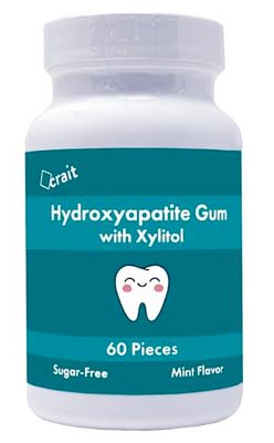 crait Hydroxyapatite Gum Remineralizing Gum with Hydroxyapatite and Xylitol, Sugar-Free Mint Chewing Gum 60 Pieces