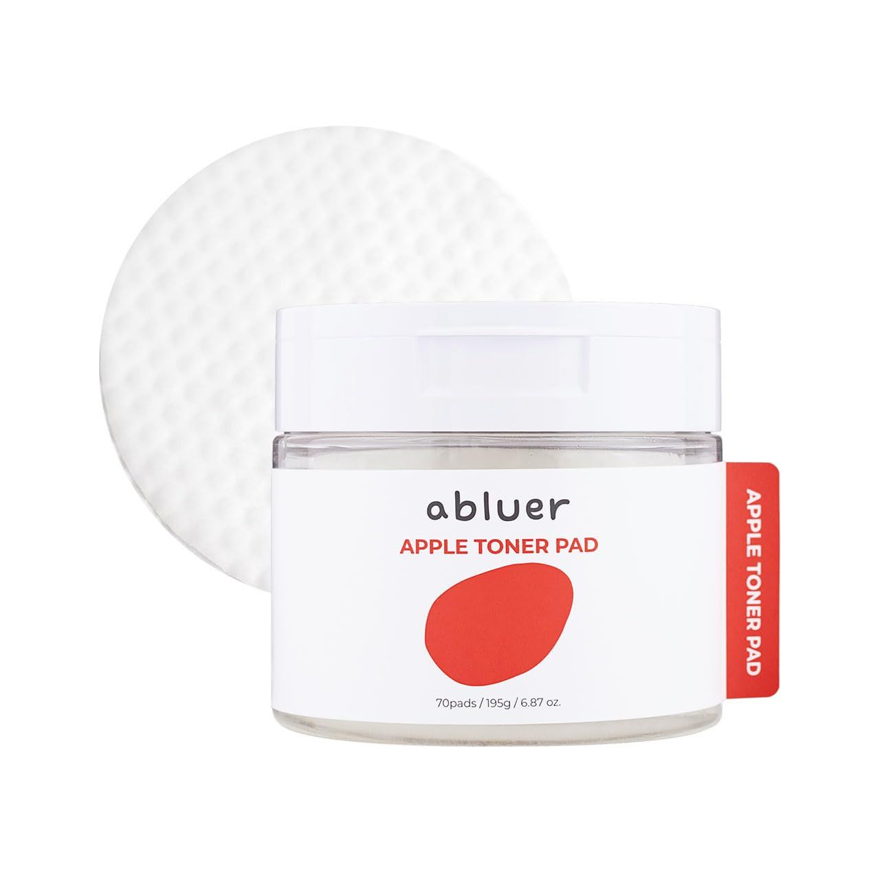 ABLUER Apple Toner PAD, 6.87 oz, 70 Dual-Sided Pads, Gentle Hydration, Exfoliation, Moisturizing, Hypoallergenic