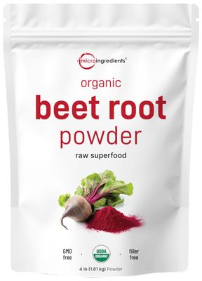 Organic Beet Root Powder, 4 Pounds Cold Pressed, Water Soluble, High Concentrated Raw Beet Supplement Superfood Drink Mix Non-GMO, Vegan Friendly, Plant Based