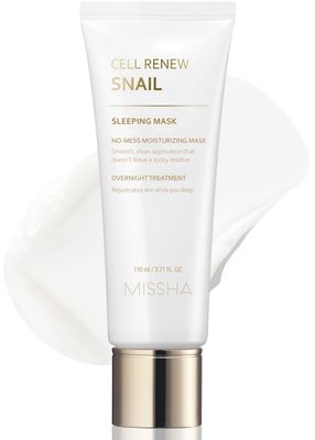 MISSHA Cell Renew Snail Sleeping Mask 3.71 Fl oz I Korean Overnight Face Mask with Snail Slime Extract for Acne Scars, Wrinkles, Redness &amp; Dull Skin