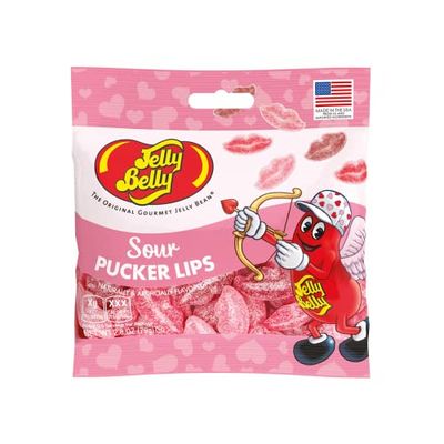 Jelly Belly Valentine Sour Pucker Lips 2.8 oz Grab &amp; Go Bag