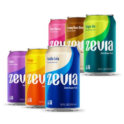 Zevia Zero Sugar Soda, Rainbow Variety Pack, 12 oz Cans (24-Pack) - Naturally Sweetened, Non-GMO Project Verified, Gluten-Free, Vegan