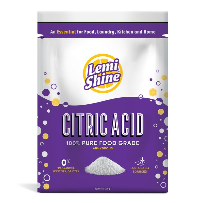 Lemi Shine 100% Citric Acid Powder l Pure Food-Grade Flavor Enhancer &amp; All-Natural Preservative Fragrance Free Citric Acid for Mini Bath Bombs, Cooking, &amp; Canning, 8 oz. Bag