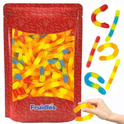 Fruidles Sugar-Free Gummy Worms Candy, Delicious Fruit Flavors Gummies (Half Pound)