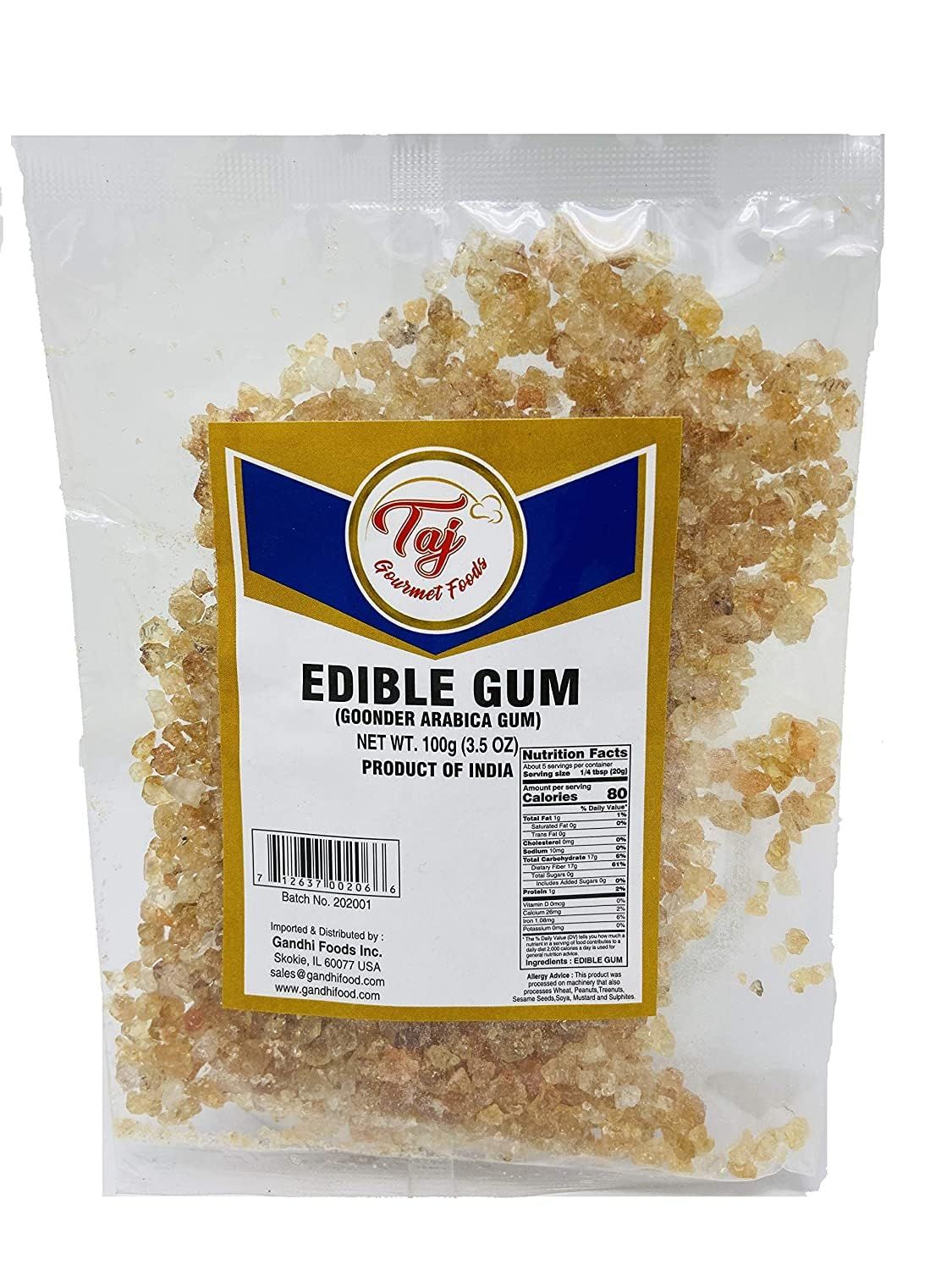 TAJ Edible Gum 3.5oz (100g) Gunder Arabica (For cooking and personal care)