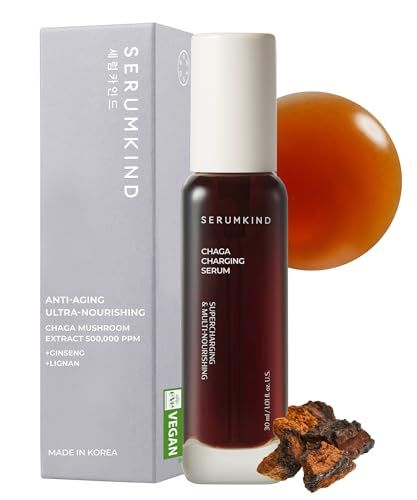 SERUMKIND Chaga Mushroom Serum for Korean Face Skincare - Beta Glucan Extract - Nourishing &amp; Hydrating - Provides Deep Hydration for Extremely Dry Skin - Vegan &amp; Cruelty-Free - 1.01 fl.oz.