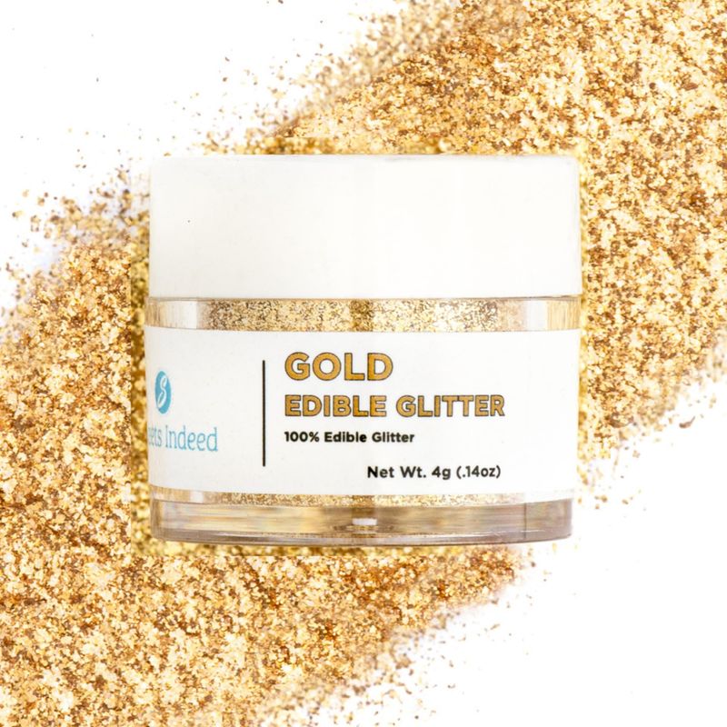 Sweets Indeed Gold Edible Glitter, Perfect for Drinks, Cocktails, Beverages &amp; Cake Decorating, Dessert Cake Topper, 4 grams (Gold 4g)