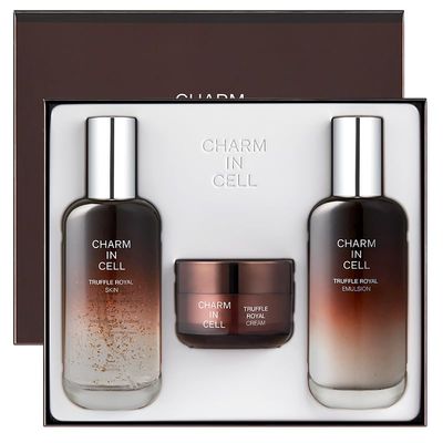 CHARMZONE Truffle Royal Anti-Aging Skincare Set - Korean 3-Piece Set with Toner (3.72 fl oz), Emulsion (3.72 fl oz) &amp; Cream (1.69 fl oz) for Wrinkles, Firming, Radiance