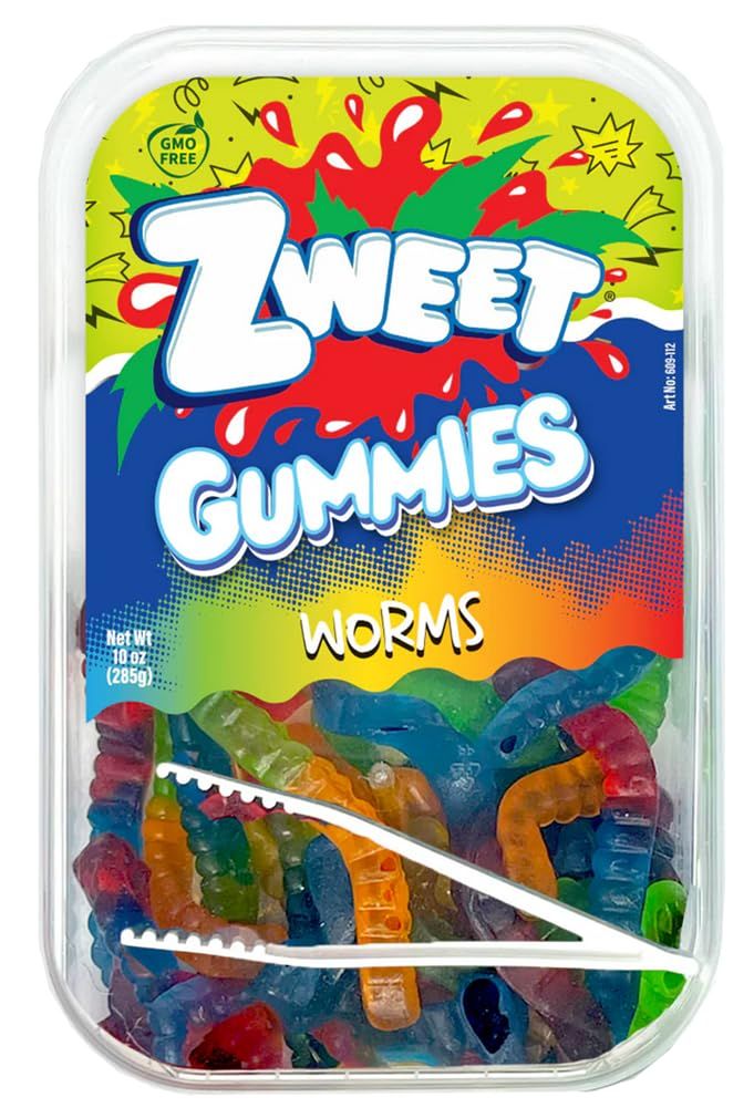 Zweet Gummy Worms 10 Ounce - Gummy Kosher Candy, Halal Candy - Resealable Pack of Gummy Candy