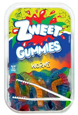 Zweet Gummy Worms 10 Ounce - Gummy Kosher Candy, Halal Candy - Resealable Pack of Gummy Candy