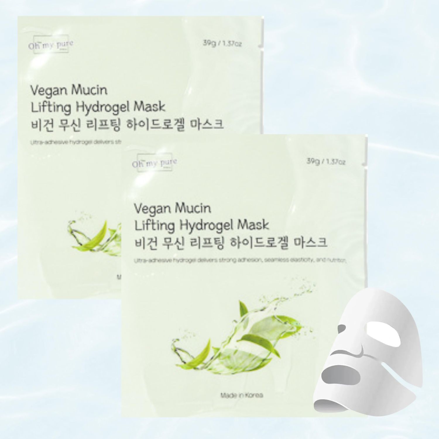 OHMYPURE Hydrogel Collagen Face Mask Korean Skin Care Luxury Duo 2 EA(VeganMucin 2)
