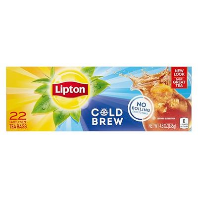 Lipton Cold Brew Iced Tea Bags, Family Size Zero Calories, Easy-To-Make with no boiling needed, 22 Total Tea Bags
