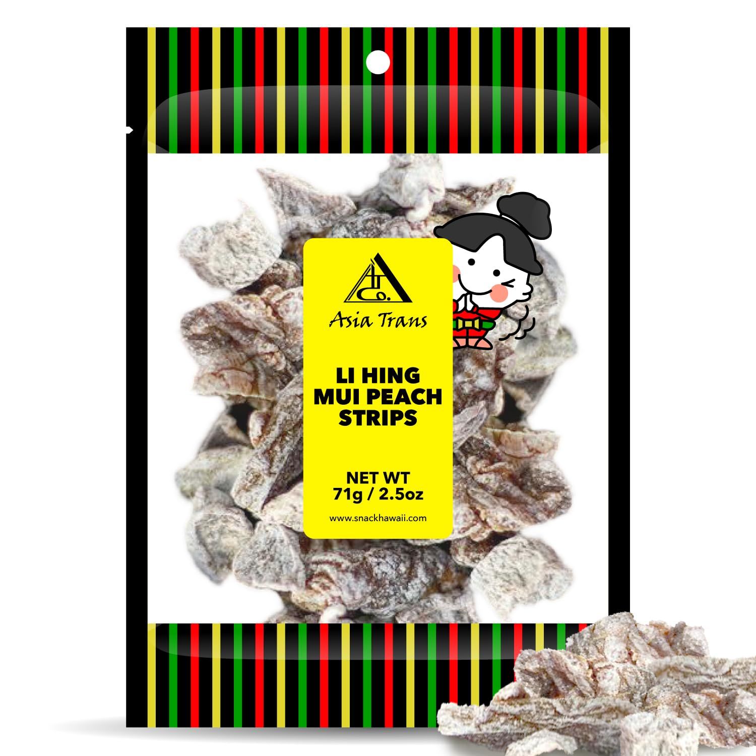 Dried Li Hing Mui Peach Strips Hawaiian Crack Seed Favorite Naturally Sweet Dried Fruit Candy with Asian Plum Powder 2.5 Ounce
