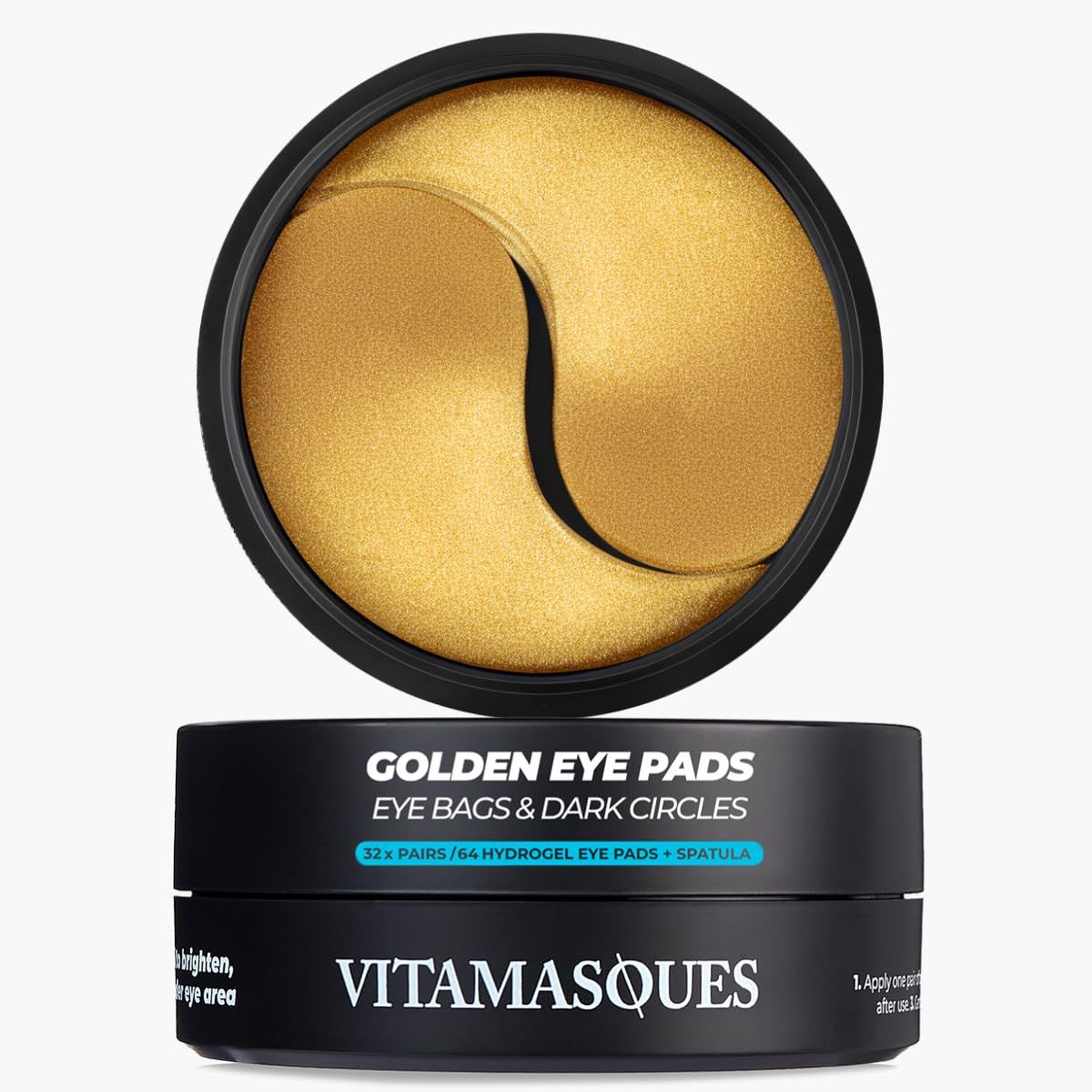 Vitamasques Golden Hydrogel Eye Pads For Puffy Eyes &amp; Dark Circles - Refresh in 15 minutes - Formulated in Korea - 32 Pairs / 64 HydroGel Eye Pads