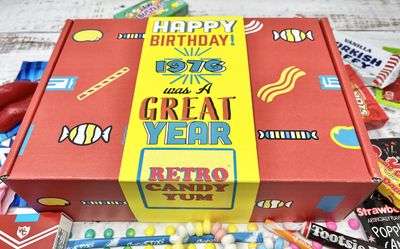 RETRO CANDY YUM 1976 49th Birthday Gift Box Nostalgic Candy Mix from Childhood for 49 Year Old Man or Woman Born 1976 Jr