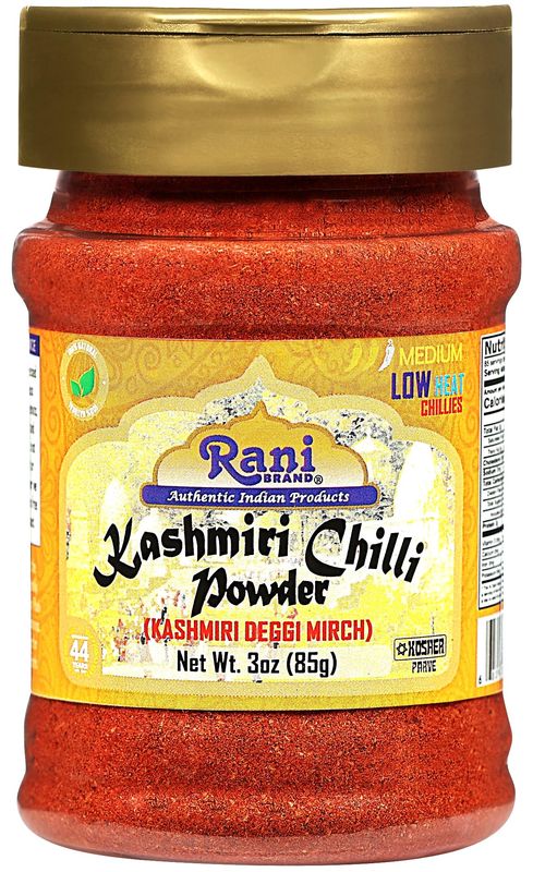 Rani Kashmiri Chilli Powder (Deggi Mirch, Low Heat) Ground Indian Spice 85g PET Jar All Natural Salt-Free Vegan Kosher Gluten Friendly Perfect for Deviled Eggs &amp; Other Low Heat Dishes
