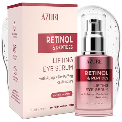 Azure Cosmetics Retinol &amp; Peptides Lifting Eye Serum - Anti Aging, De-Puffing &amp; Revitalizing Dark Circle Corrector - Reduces Wrinkles, Fine Lines &amp; Under Eye Bags - Made in Korea - 30mL / 1 fl.oz.