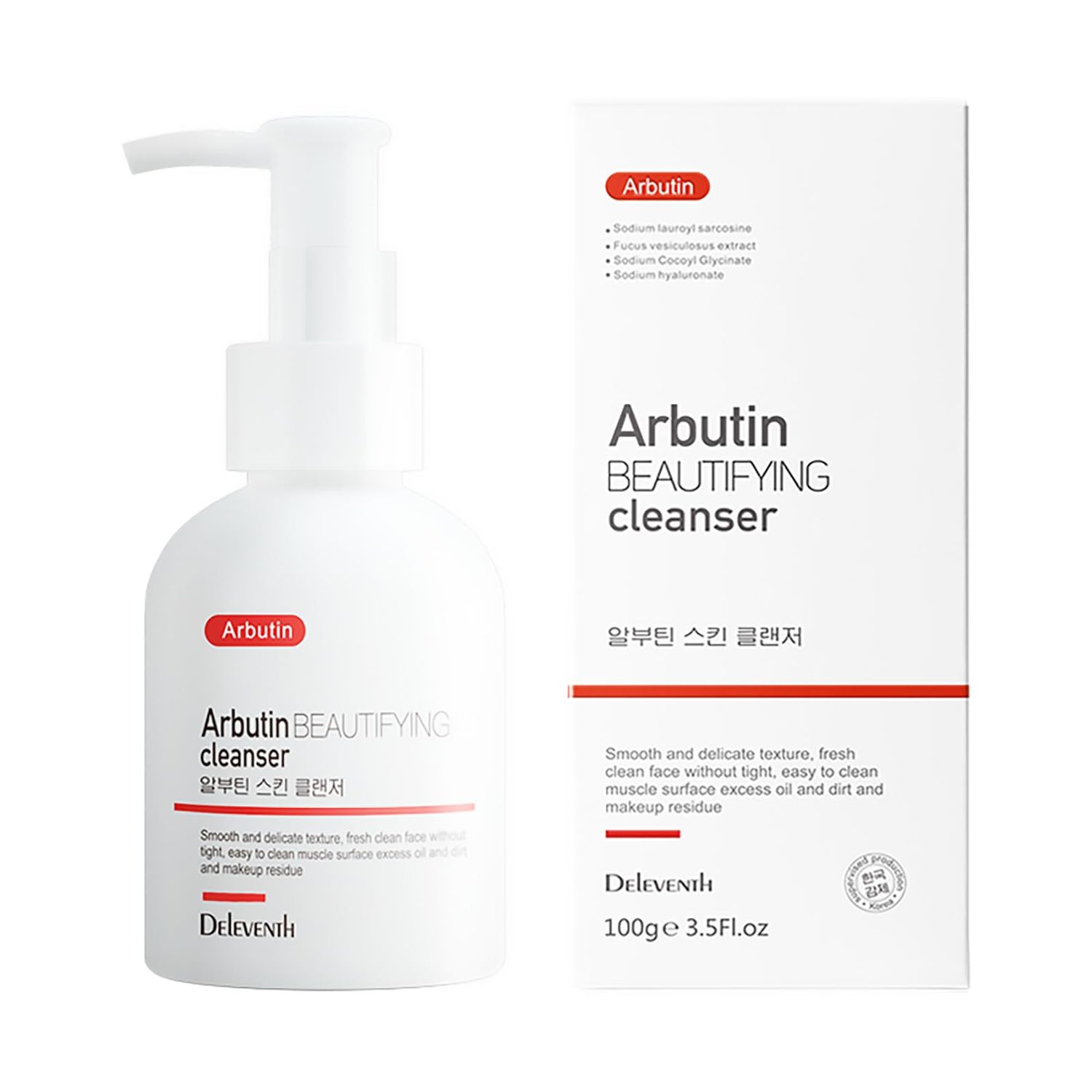 DEleventh Korean Brand -Arbutin Amino Acid Facial Cleanser 100g / Moisturizing &amp; Gentle Cleansing, Controls Oil, Removes Acne, Anti-Oxidant Formula, Accelerates Cell Metabolism, Hydrate, Purify
