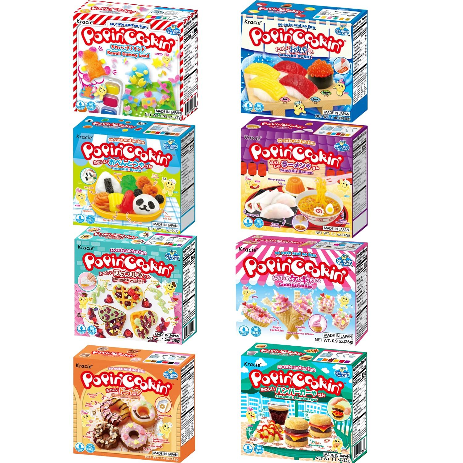 Kracie Popin Cookin DIY Candy Making Kit with ENGLISH INSTRUCTIONS, Assorted Variety Set, Perfect For Kids (Pack of 8)
