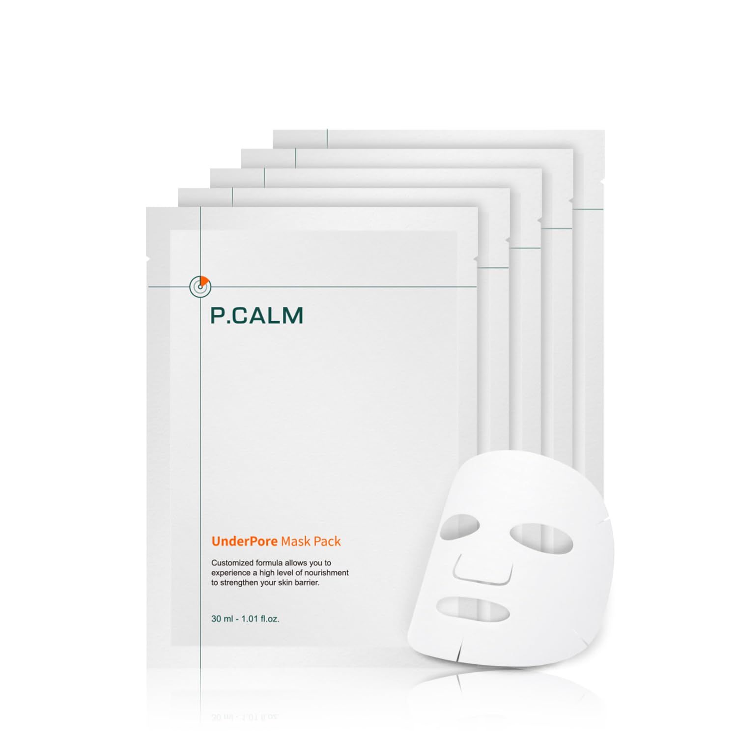 P.CALM Underpore Facial Sheet Mask - Pack of 5 with Niacinamide &amp; BHA for Moisturizing &amp; Exfoliating, Korean Vegan Sheet Mask for Sensitive Skin (30ml x 5ea)