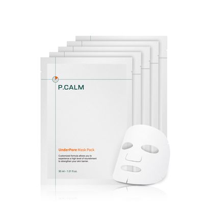 P.CALM Underpore Facial Sheet Mask - Pack of 5 with Niacinamide &amp; BHA for Moisturizing &amp; Exfoliating, Korean Vegan Sheet Mask for Sensitive Skin (30ml x 5ea)