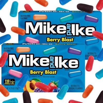 Mike and Ike Berry Blast Candy, 2 Pack of Movie Theater Candy Boxes 4.25 OZ Each, Ideal Mike and Ike Candy for Your Favorite Films, Perfect Theater Box Candy for Sharing with Friends
