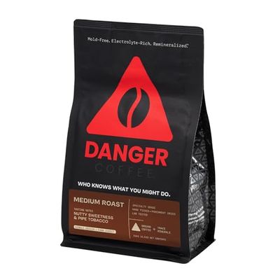Danger Coffee by Dave Asprey, Remineralized, Mold Free &amp; Lab Tested Ground Coffee, Medium Roast, 10.9 Ounce
