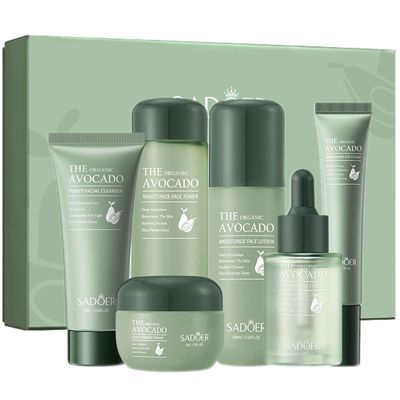 Avocado Skincare Sets, 6Pcs Skincare Gift Set with Facial Cleanser, Face Serum, Face Cream, Eye Cream, Toner, moisturizing Lotion, Skin Care Sets &amp; Kits, Hydrating Facial Kit for women