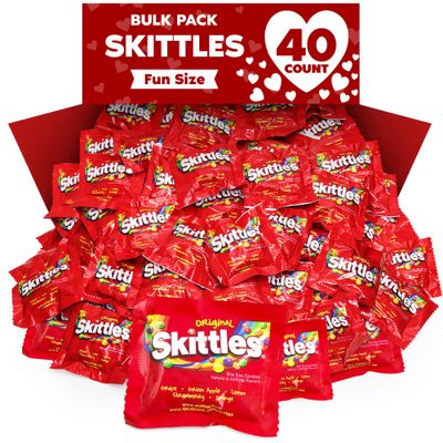 SkittlesFun Size Original Candy Bulk Pack - Chewy Candy Individual Wrapped Packs Big Bag For Pinara Fillers, School Snacks, Party Bags and Office Treats (40 Count)