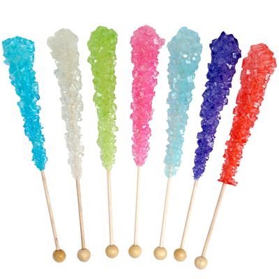 Assorted Rock Candy Sugar Sticks - 36 Pack Individually Wrapped Lollipops - 7 Colors - Great For Party Favors, Birthdays, Weddings, Candy Buffet, Receptions, Bridal and Baby Showers