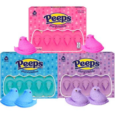 Needzo Easter Peeps Marshmallow Candy, Chicks Variety Packs (Pack of 3) 30 Total, Multi-Colored