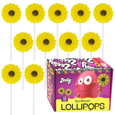 Sunflower Lollipops - 12 Pack - Individually Wrapped Suckers for Sunflower Party Favors, Weddings, Baby Showers &amp; Birthdays