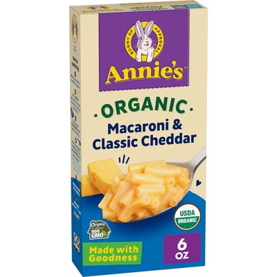 Annie&#39;s Organic Macaroni and Classic Cheddar, Mac and Cheese, Dinner Side or Snacks, 6 oz
