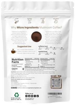 Organic Instant 10 in 1 Mushroom Coffee Powder, 28 Ounce (317 Servings) Weight &amp; Immune Support Premium Arabica Coffee with Lions Mane, Chaga, Reishi,&amp; More