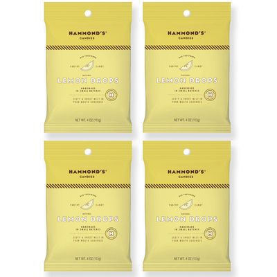 Hammonds Candies - Old Fashioned Lemon Pantry Candies - 4-4 Ounce Bags, Natural Lemon Drops, Handmade in Small Batches, Using the Finest Ingredients, Handcrafted in the USA