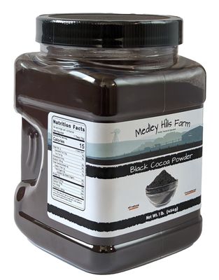 Black cocoa powder by Medley hills farm 1 Lb. in Reusable Container - Great Black cocoa powder for baking - Dutch Processed - Unsweetened