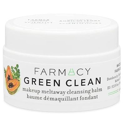 Farmacy Makeup Remover Cleansing Balm - Green Clean Waterproof Makeup Remover Oil Based Cleanser - Gentle Exfoliating Double Cleanser - Melts From Balm to Milky Lather (12ml)