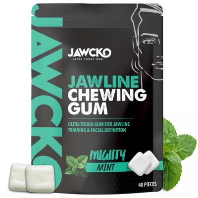 JAWCKO Ultra-tough Jawline Chewing Gum Get a Stronger, Squarer Jawline Mighty Mint Jaw Training Hard Gum Chisel, Sculpt, Tone your Jaw 15X Hardness Facial Fitness Mewing Gum 40 Pieces/Pack