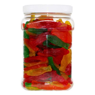 Swedish Fish Assorted Large 3LB - Original Assorted Chewy Swedish Fish in 64 FL OZ Gift Ready Reusable Square Jar
