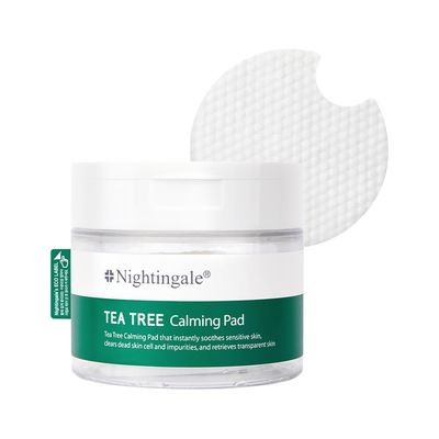 Nightingale Teatree Calming Pads, Facial Toner Pads with Tea Tree &amp; PHA, Low pH Daily Toner Pads, Soothing for Sensitive &amp; Irritated Skin, Hypoallergenic, Vegan Pads, korean skin care