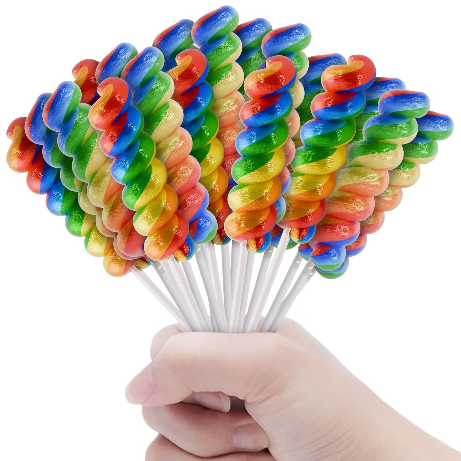 Swirl Lollipops Individually Wrapped MultiFruit 30pk (1lb) 15g Each - Rainbow Swirl Suckers &amp; Lollipops - Candy For Party Favors - Twisty Rainbow Suckers For Party Favors