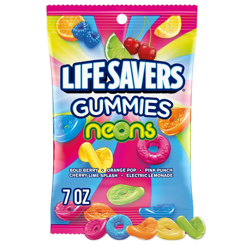 LIFE SAVERS Neons Gummy Candy, 7 oz Bag