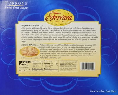 Ferrara - Italian Torrone 18 pc. (Almond Honey Nougat Candy), (Pack of 2)- 7.62 oz. Boxes